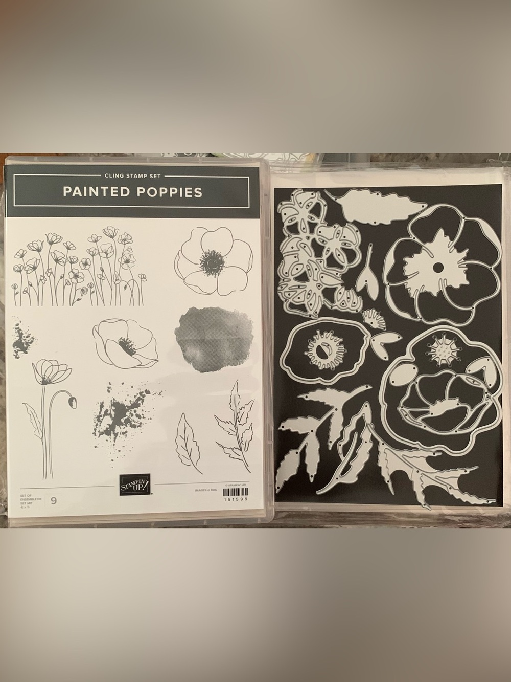 Stampin' Up! Painted Poppies Cling Stamp & Die Cuts Bundle.